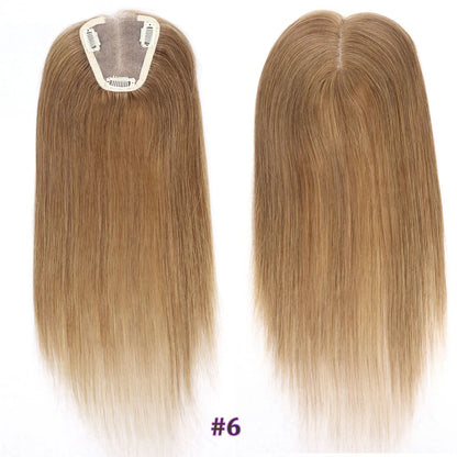 alalar-HairCare-14Inch Blonde Highlight European Human Hair Toppers Hair Pieces For Women Swiss Lace Clips In Toppers Extension For Woman Toupee