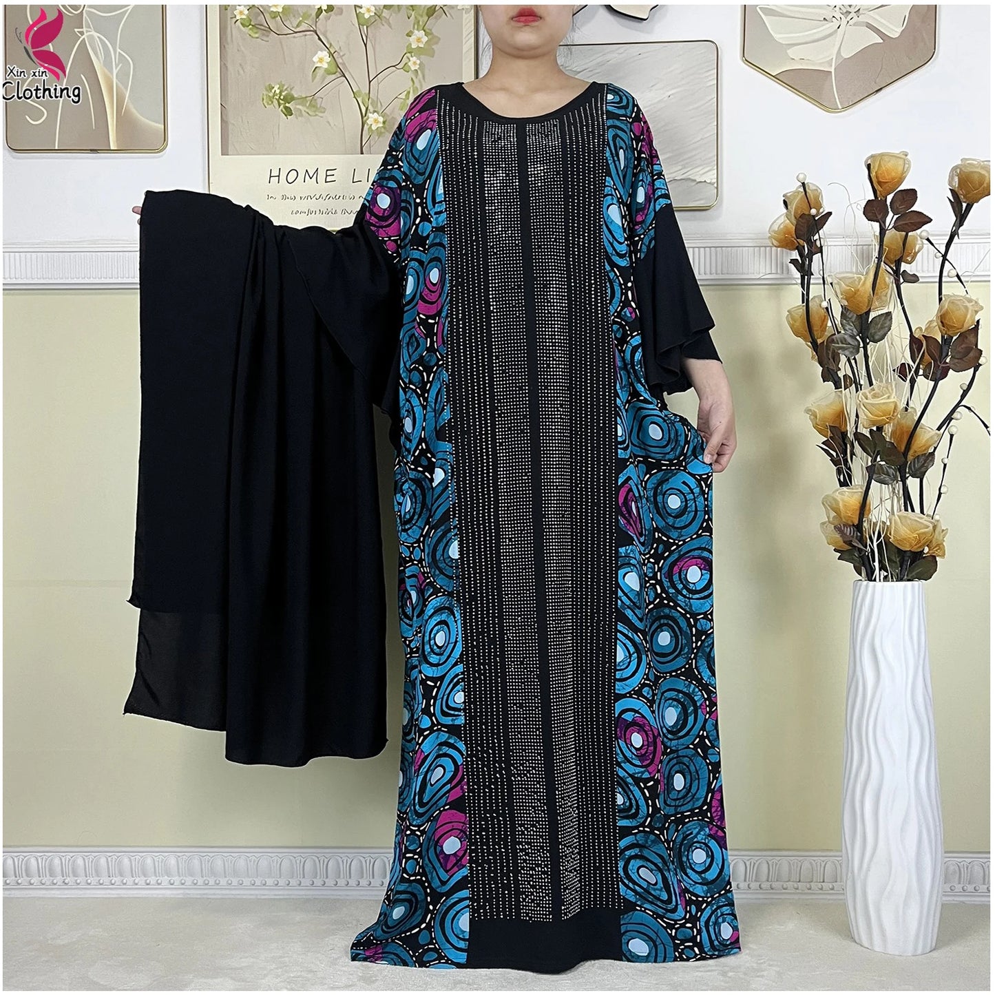 alalar-عبايات إسلامية جديدة من القطن للنساء مع وشاح كبيرNew Muslim Abayas Cotton Fabric For Women Dresse With Big Scarf 2025