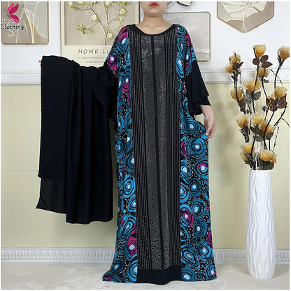 alalar-عبايات إسلامية جديدة من القطن للنساء مع وشاح كبيرNew Muslim Abayas Cotton Fabric For Women Dresse With Big Scarf 2025