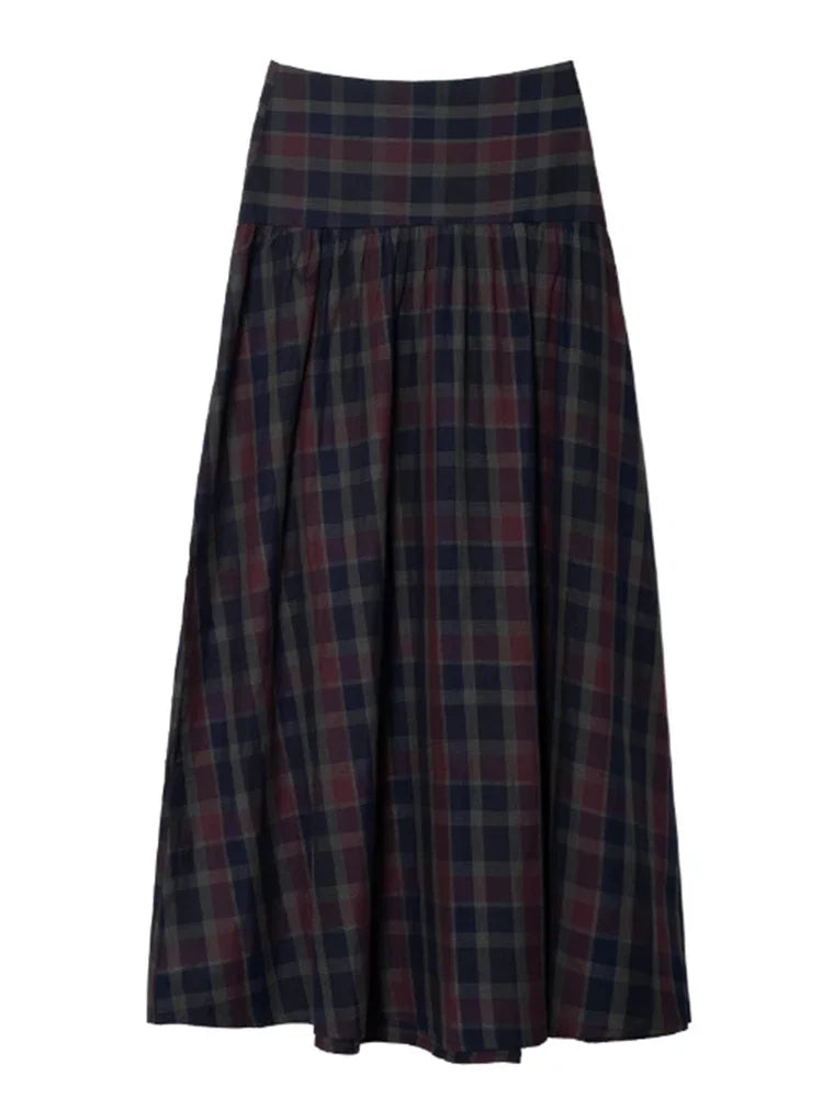 alalar | Elegant Pleated Checkered Two-Piece Suit – Lantern Sleeve Office Set (Autumn 2025)