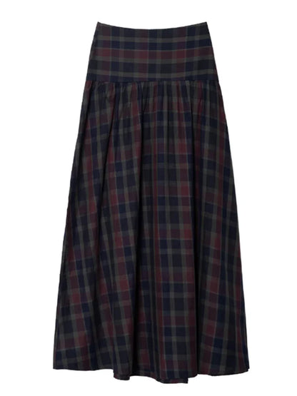 alalar | Elegant Pleated Checkered Two-Piece Suit – Lantern Sleeve Office Set (Autumn 2025)