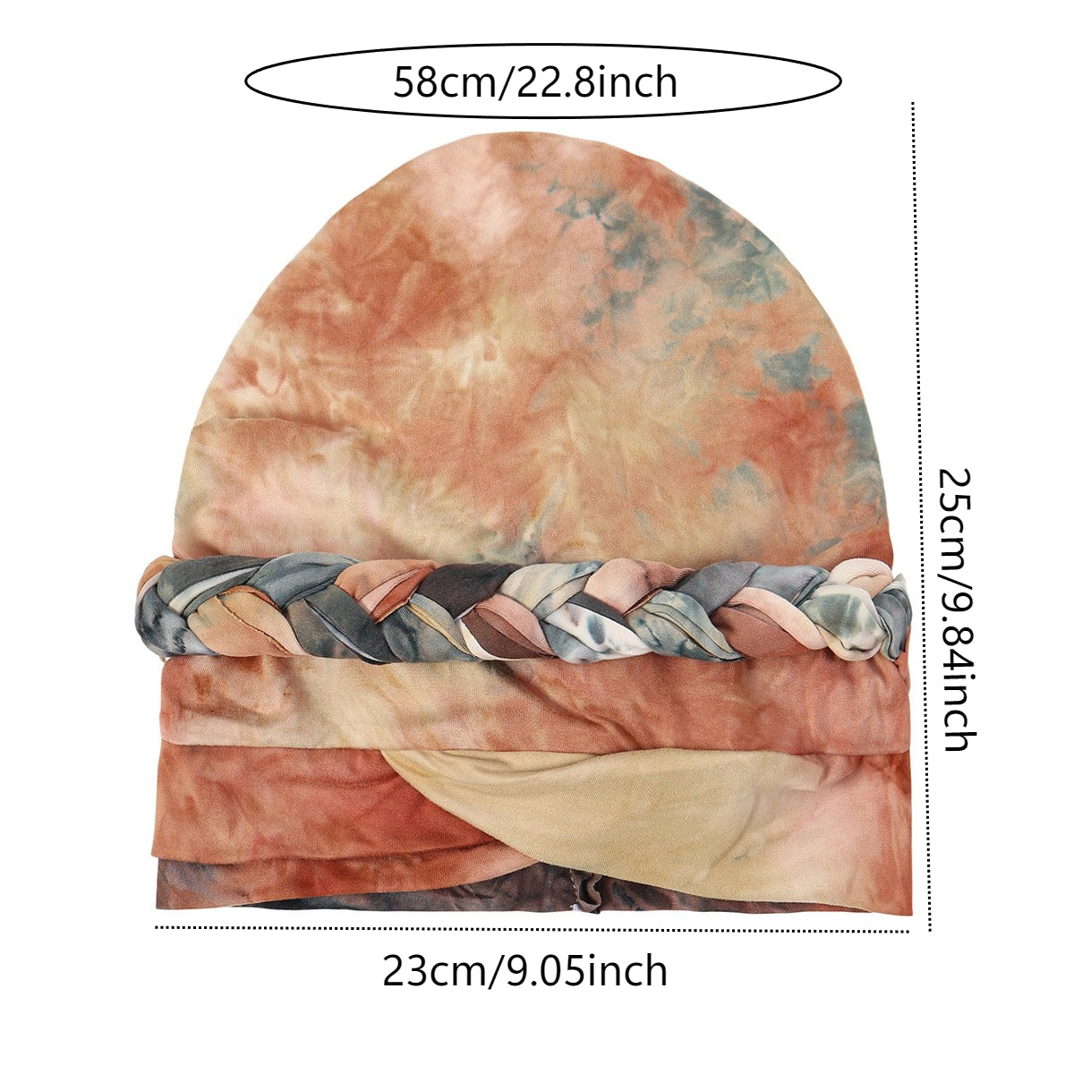 Women's Middle Eastern-Inspired Tie-Dye Headscarf - Gradient Orange to Pink Soft Non-Elastic Fabric with Intricate Tying, Turquoise Blue & Pastel Pink Marbled Pattern for Casual & Formal Wear, Versatile Cultural Fashion Acces