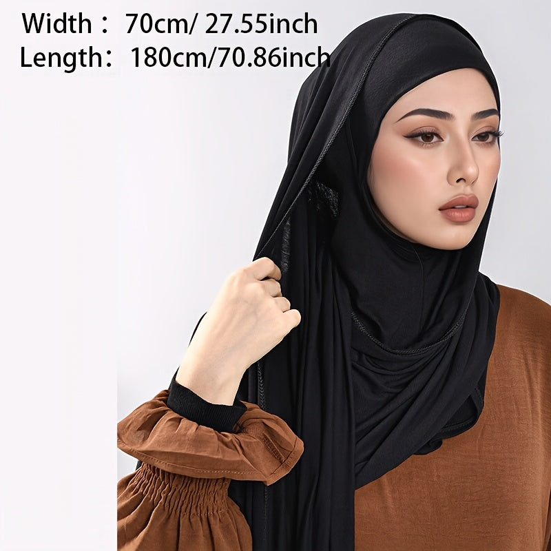 alalar-2pcs Muslim Women's Headscarf Set with Base Cap and Hair Tie-طقم حجاب نسائي مسلم مكون من قطعتين مع غطاء أساسي وربطة شعر،