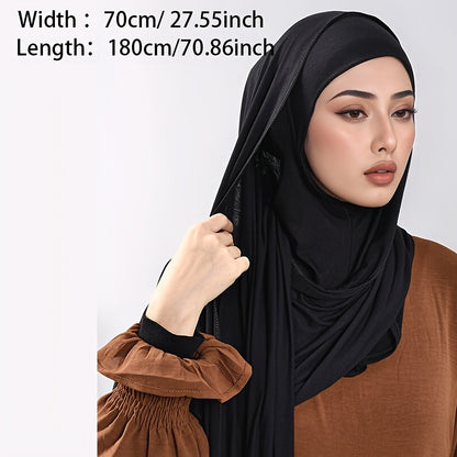 alalar-2pcs Muslim Women's Headscarf Set with Base Cap and Hair Tie-طقم حجاب نسائي مسلم مكون من قطعتين مع غطاء أساسي وربطة شعر،