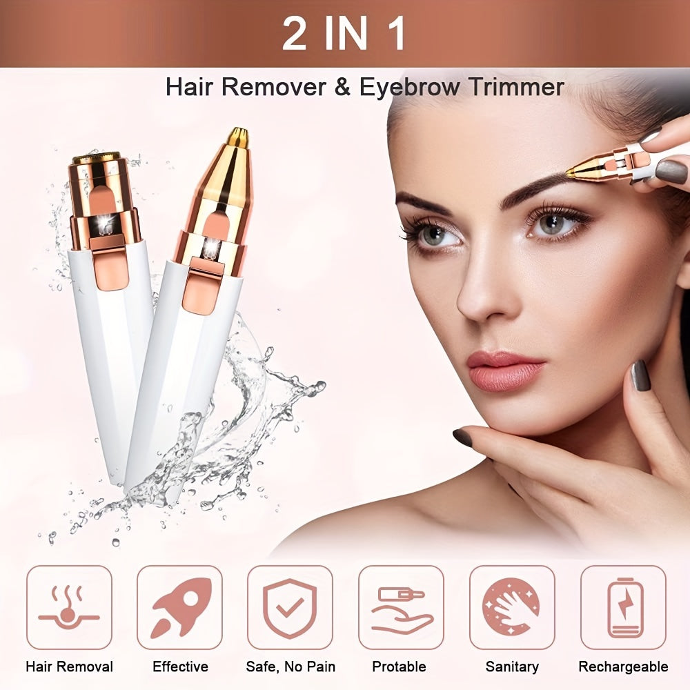 alalar-2-in-1 Rechargeable Eyebrow Trimmer & Facial Hair Removal|ماكينة إزالة شعر الوجه والحواجب القابلة لإعادة الشحن