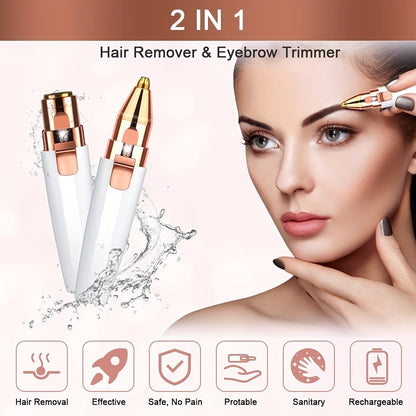 alalar-2-in-1 Rechargeable Eyebrow Trimmer & Facial Hair Removal|ماكينة إزالة شعر الوجه والحواجب القابلة لإعادة الشحن