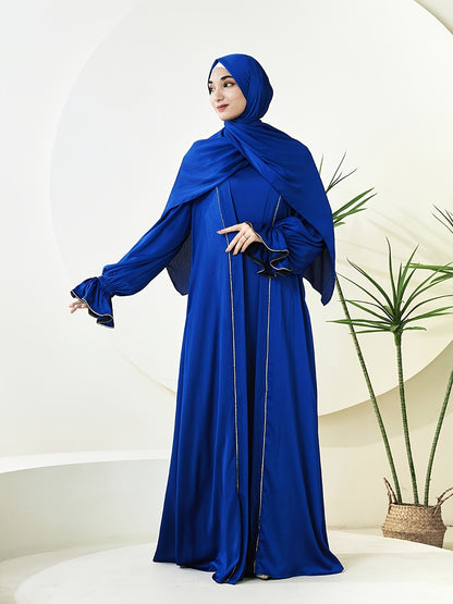 alalar | Premium Three-Piece Abaya Set – Long Robe with Sparkling Rhinestones