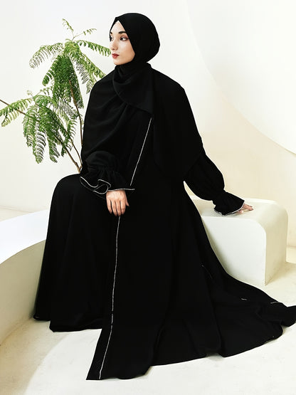 alalar | Premium Three-Piece Abaya Set – Long Robe with Sparkling Rhinestones