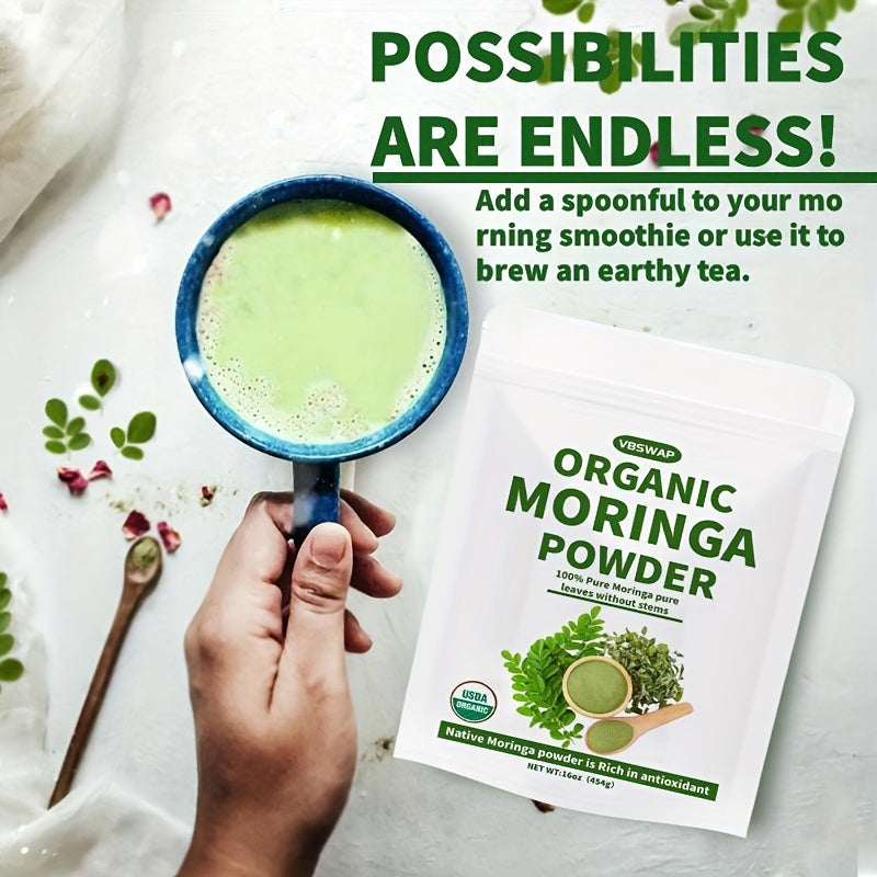 alalar-VBSWAP 16oz USDA Organic Moringa Powder - مسحوق اوراق المورينكا الطبيعي