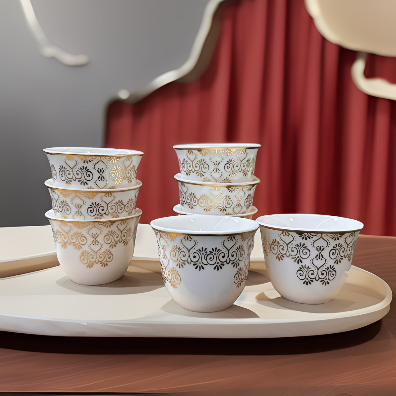 alalar-8pcs Ceramic Espresso Cup Set-فناجين قهوة عربية