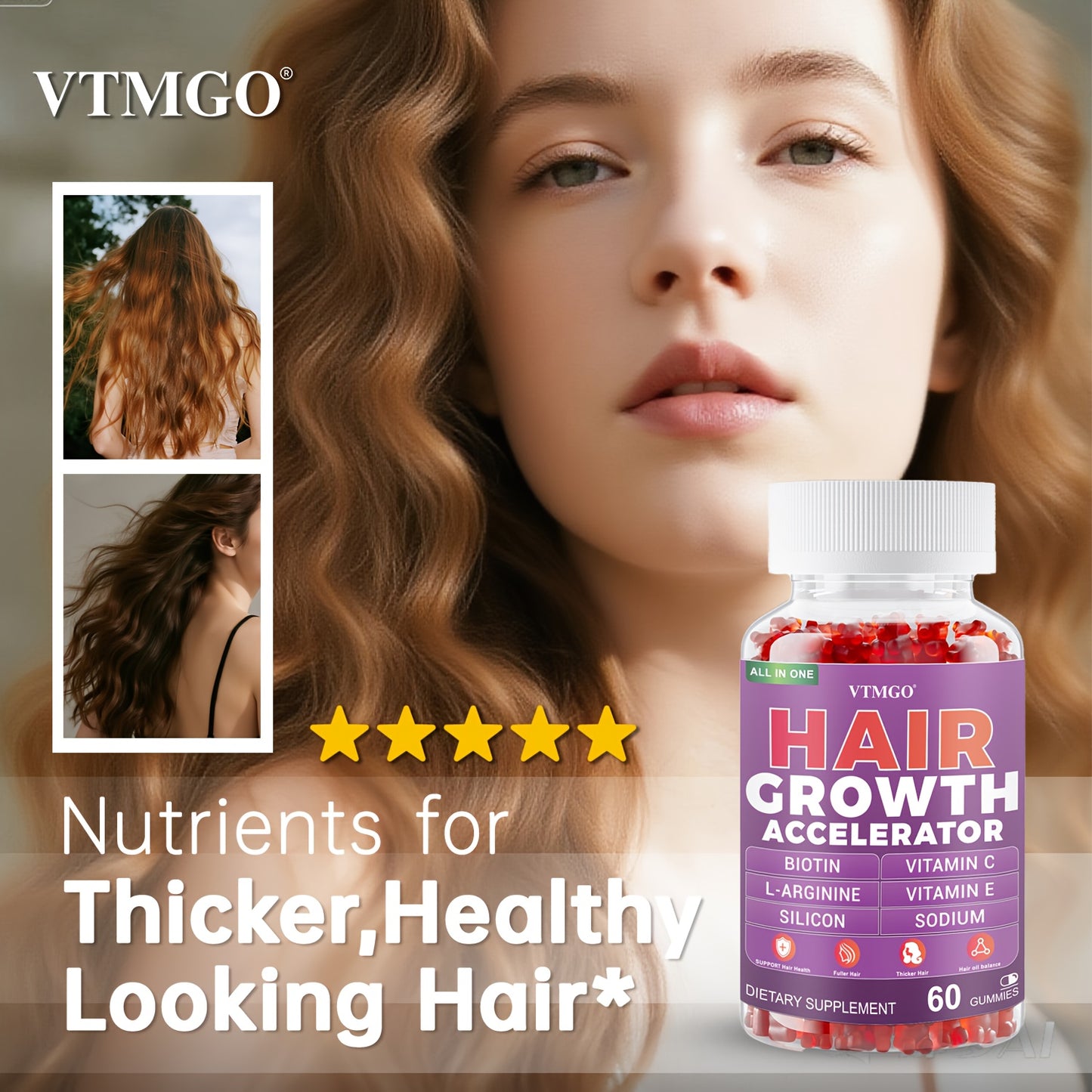 alalar- Fast Acting Hair Growth Supplement with Biotin, Vitamin C&E, L-Arginine & Silicon -تسريع نمو الشعر