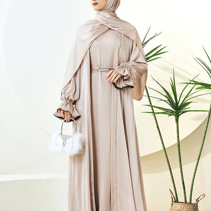 alalar | Premium Three-Piece Abaya Set – Long Robe with Sparkling Rhinestones