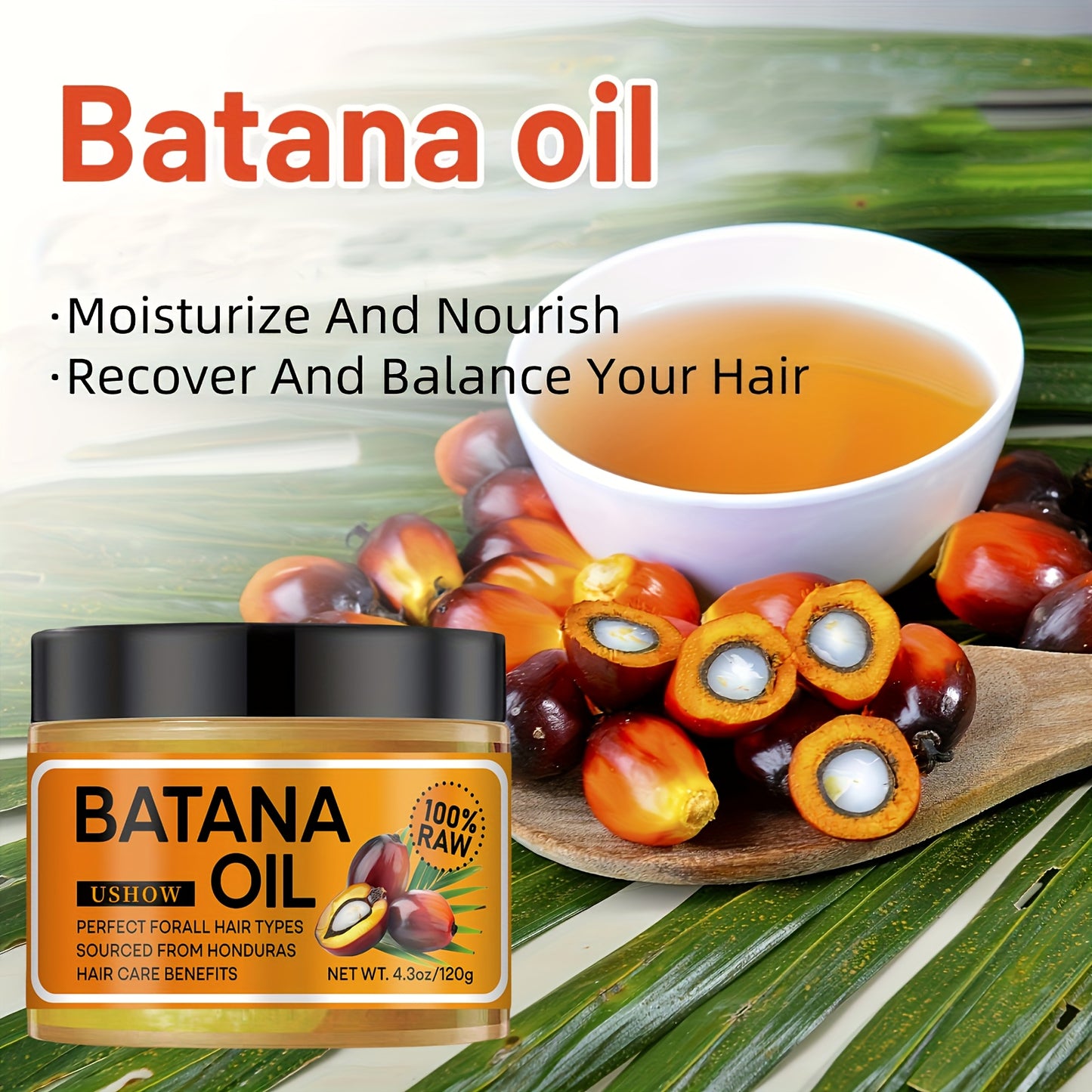 alalar-Honduras Batana Hair Oil - 100% Raw, Moisturizing & Smoothing Treatment for All Hair Types, Ideal for Dry Hair & Scalp Care -علاج فروة الرأس وترطيب وعلاج تقصف الشعر الجاف
