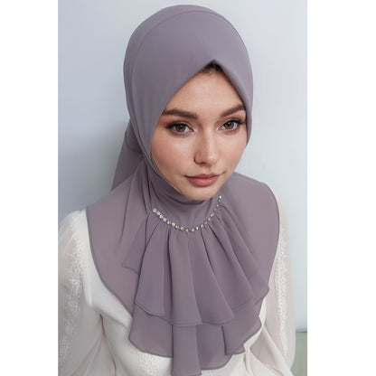alalar-Hijab Scarf Head Cover - French Direct Style with Leaf Edge -غطاء رأس حجاب - نمط فرنسي مباشر مع حافة ورقة
