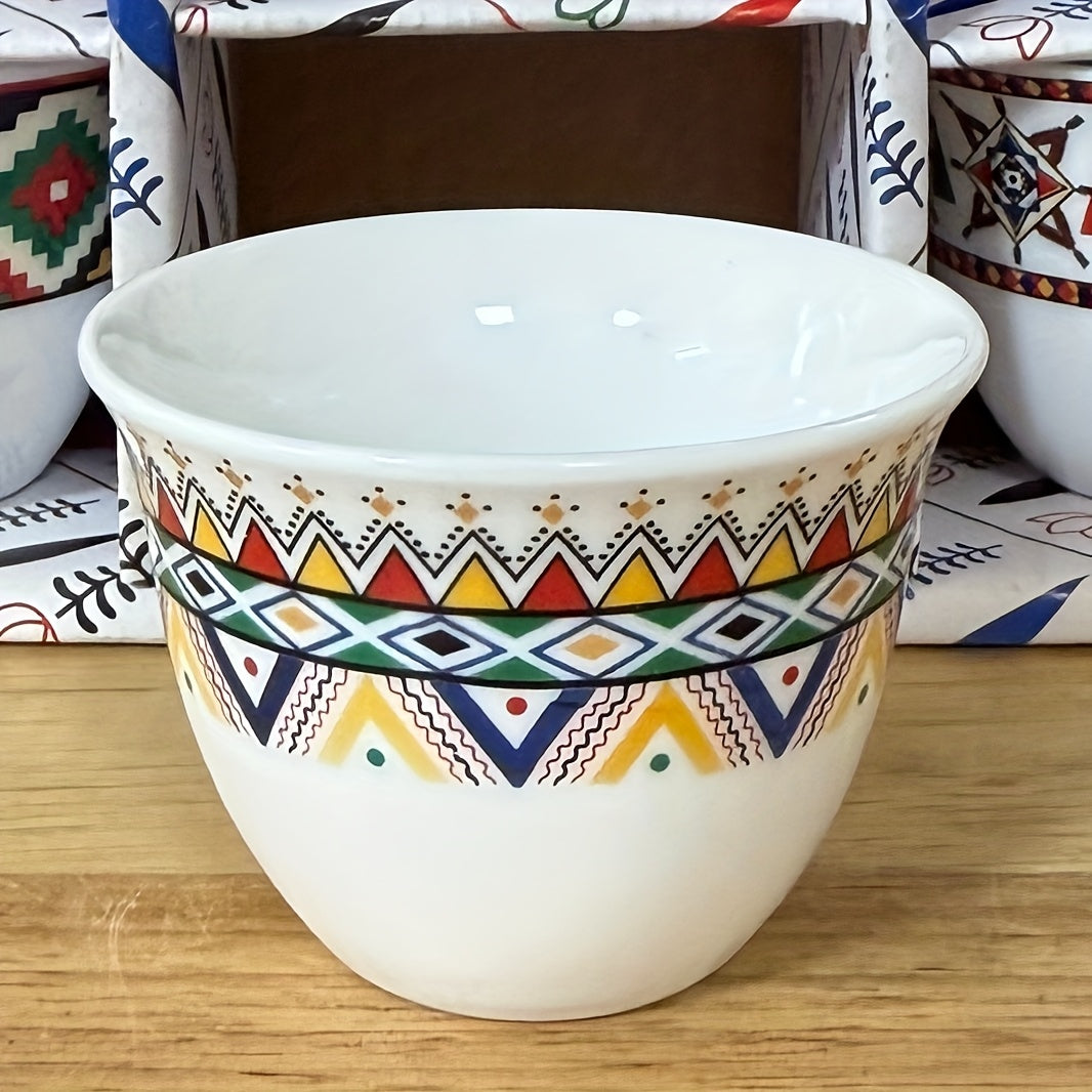 alalar-6pcs Nordic Minimalist Ceramic Espresso Cups with Geometric Patterns - فناجين قهوة 6 قطع