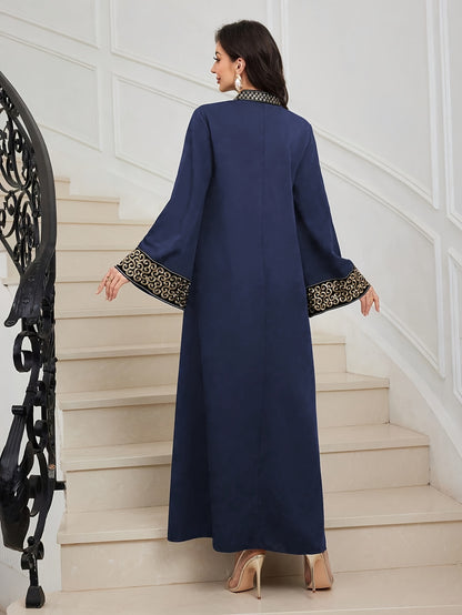 alalar-Elegant Black Abaya with Golden Embroidery-عباية سوداء بتطريز ذهبي