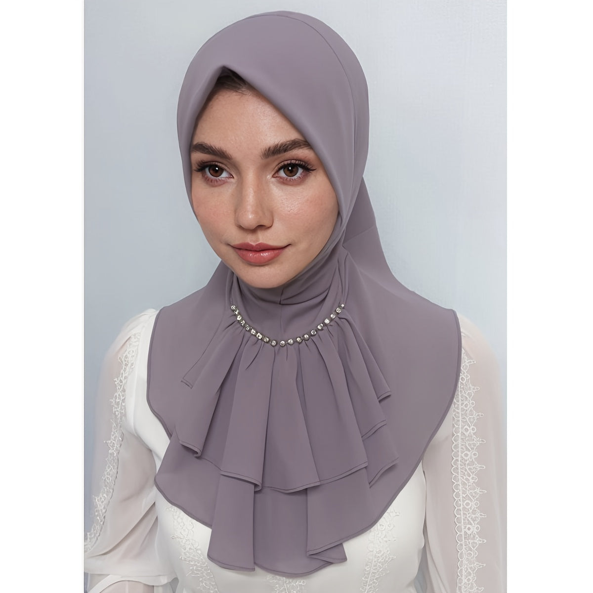 alalar-Hijab Scarf Head Cover - French Direct Style with Leaf Edge -غطاء رأس حجاب - نمط فرنسي مباشر مع حافة ورقة
