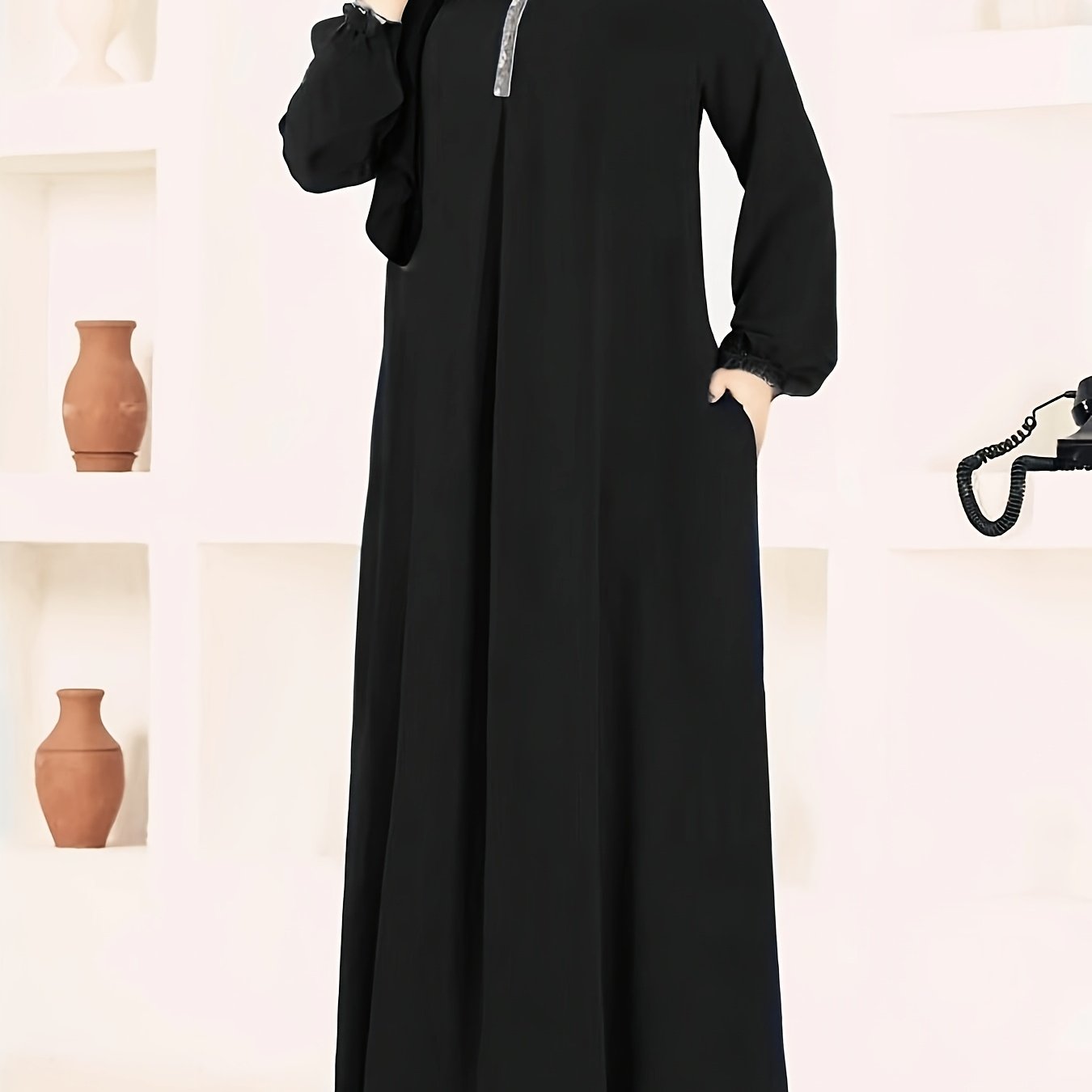 alalar-Vintage Long Sleeve Dress-No Scarf