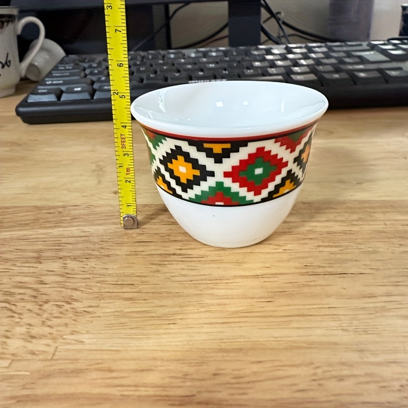 alalar-6pcs Nordic Minimalist Ceramic Espresso Cups with Geometric Patterns - فناجين قهوة 6 قطع