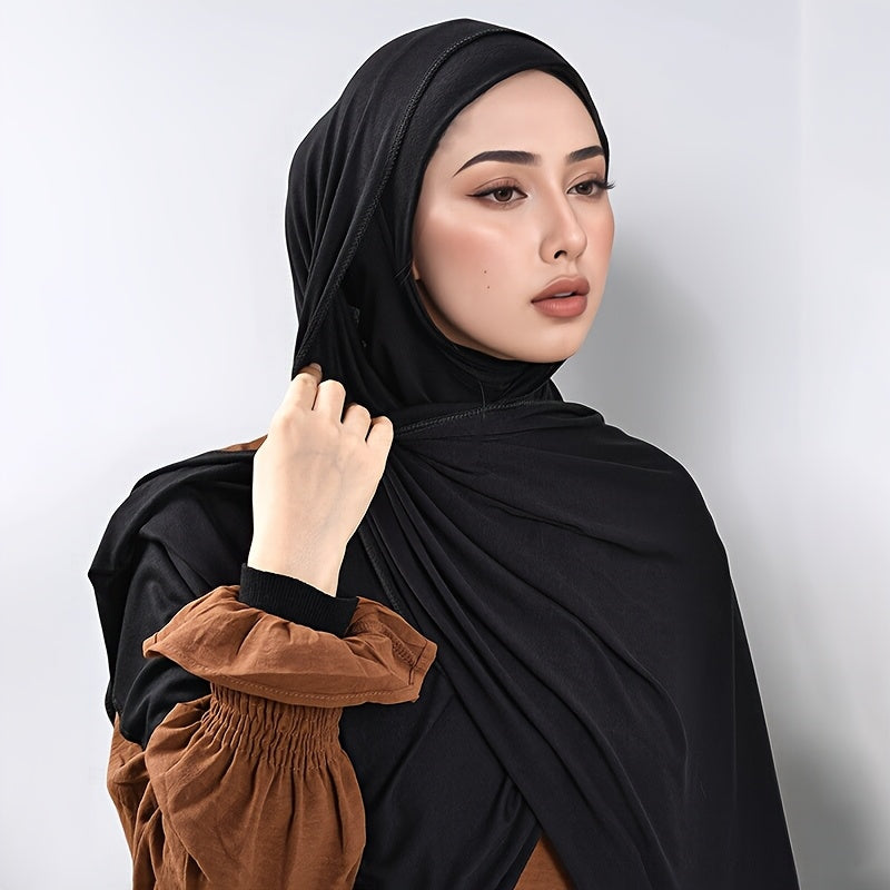 alalar-2pcs Muslim Women's Headscarf Set with Base Cap and Hair Tie-طقم حجاب نسائي مسلم مكون من قطعتين مع غطاء أساسي وربطة شعر،