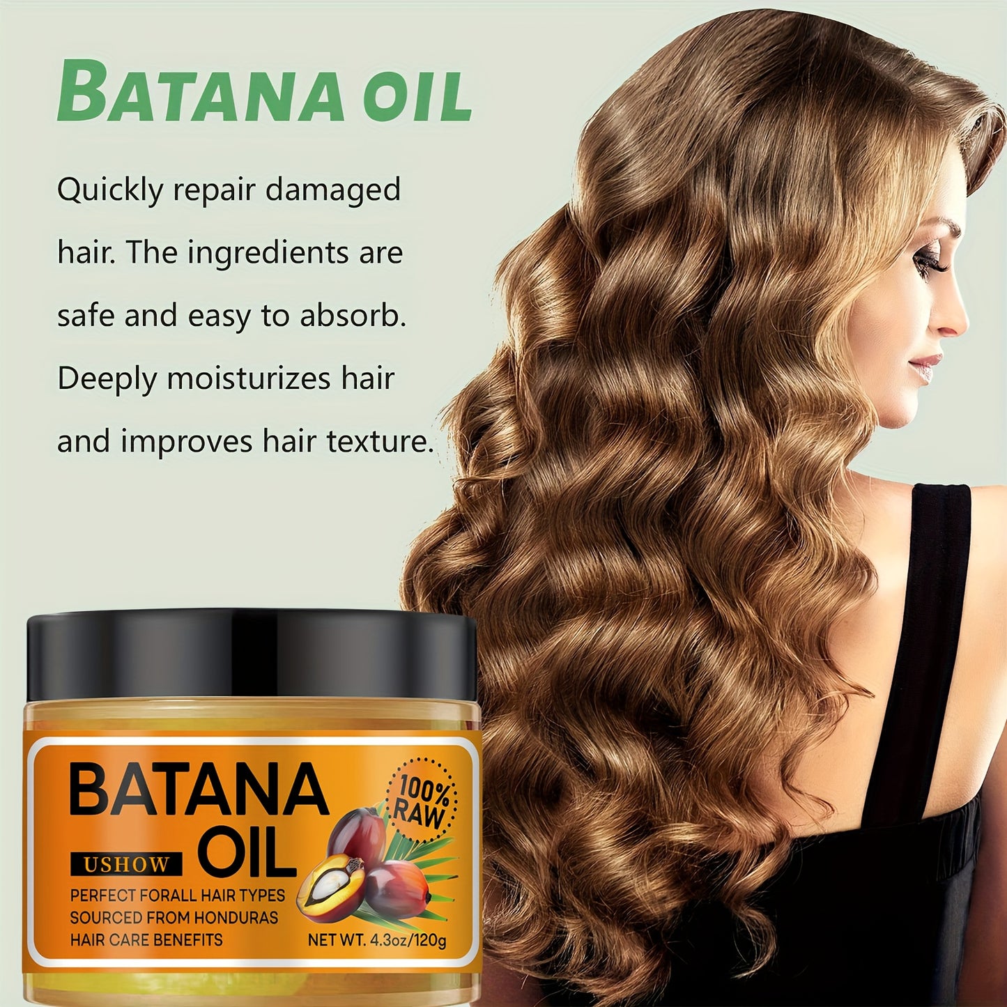 alalar-Honduras Batana Hair Oil - 100% Raw, Moisturizing & Smoothing Treatment for All Hair Types, Ideal for Dry Hair & Scalp Care -علاج فروة الرأس وترطيب وعلاج تقصف الشعر الجاف