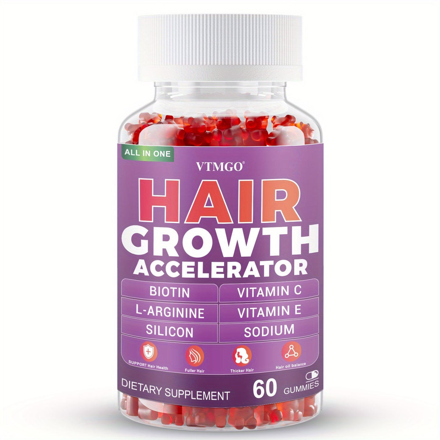 alalar- Fast Acting Hair Growth Supplement with Biotin, Vitamin C&E, L-Arginine & Silicon -تسريع نمو الشعر