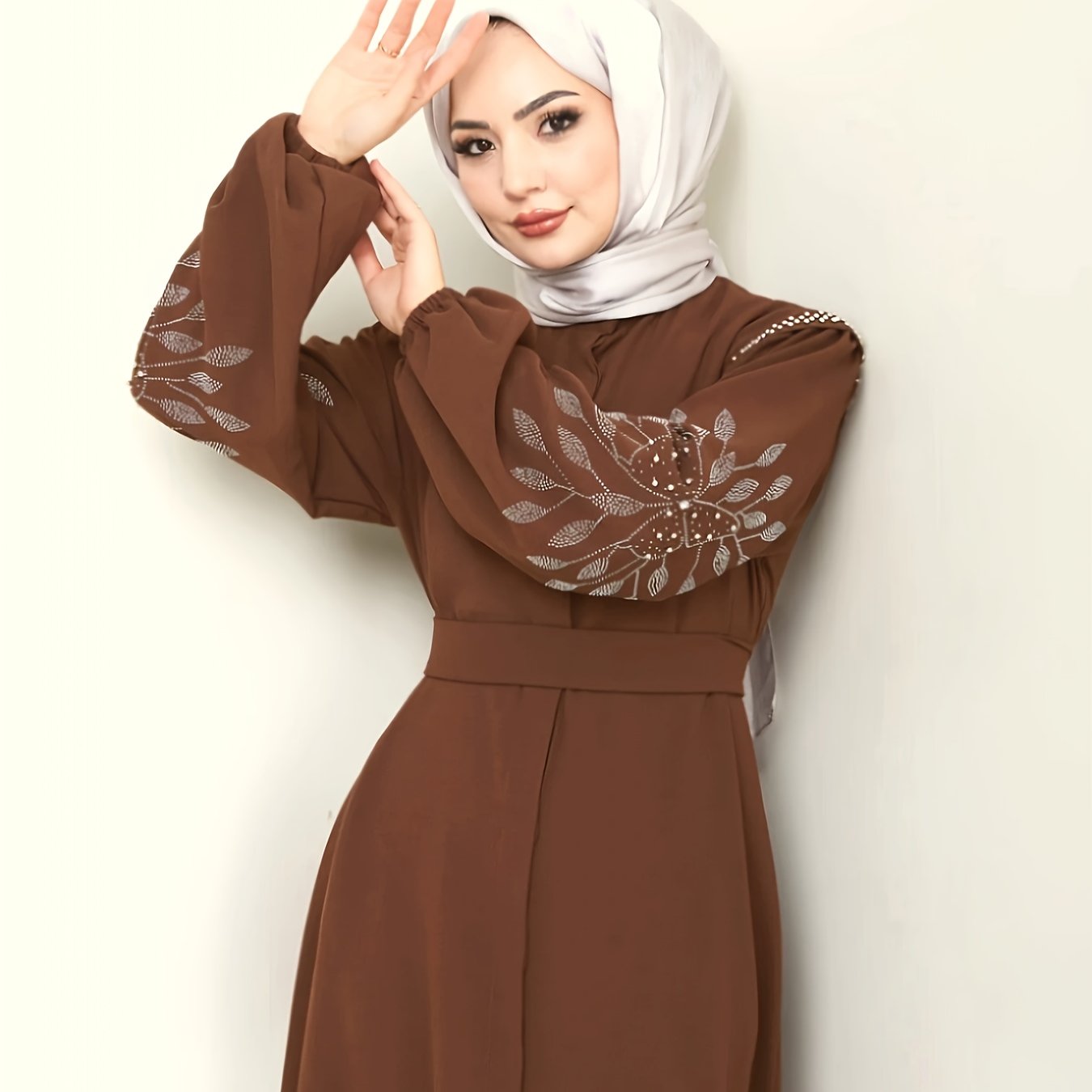 alalar | Elegant Black Abaya with Hand-Placed Rhinestone Embellishments